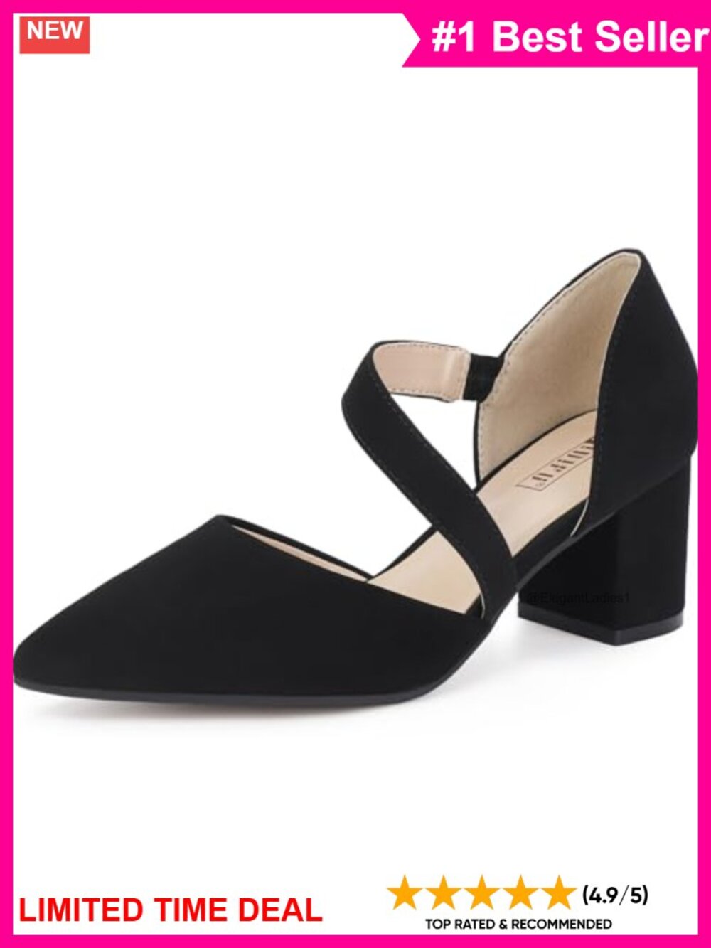 Pointed Toe Low Block Heel Pumps Comfort Dress Shoes